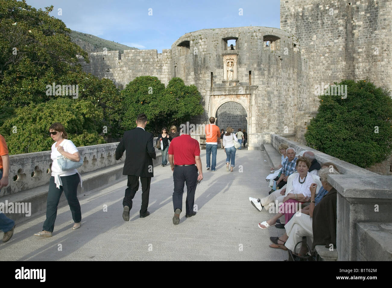 Pile-Tor, die Altstadt von Dubrovnik, Kroatien Stockfoto