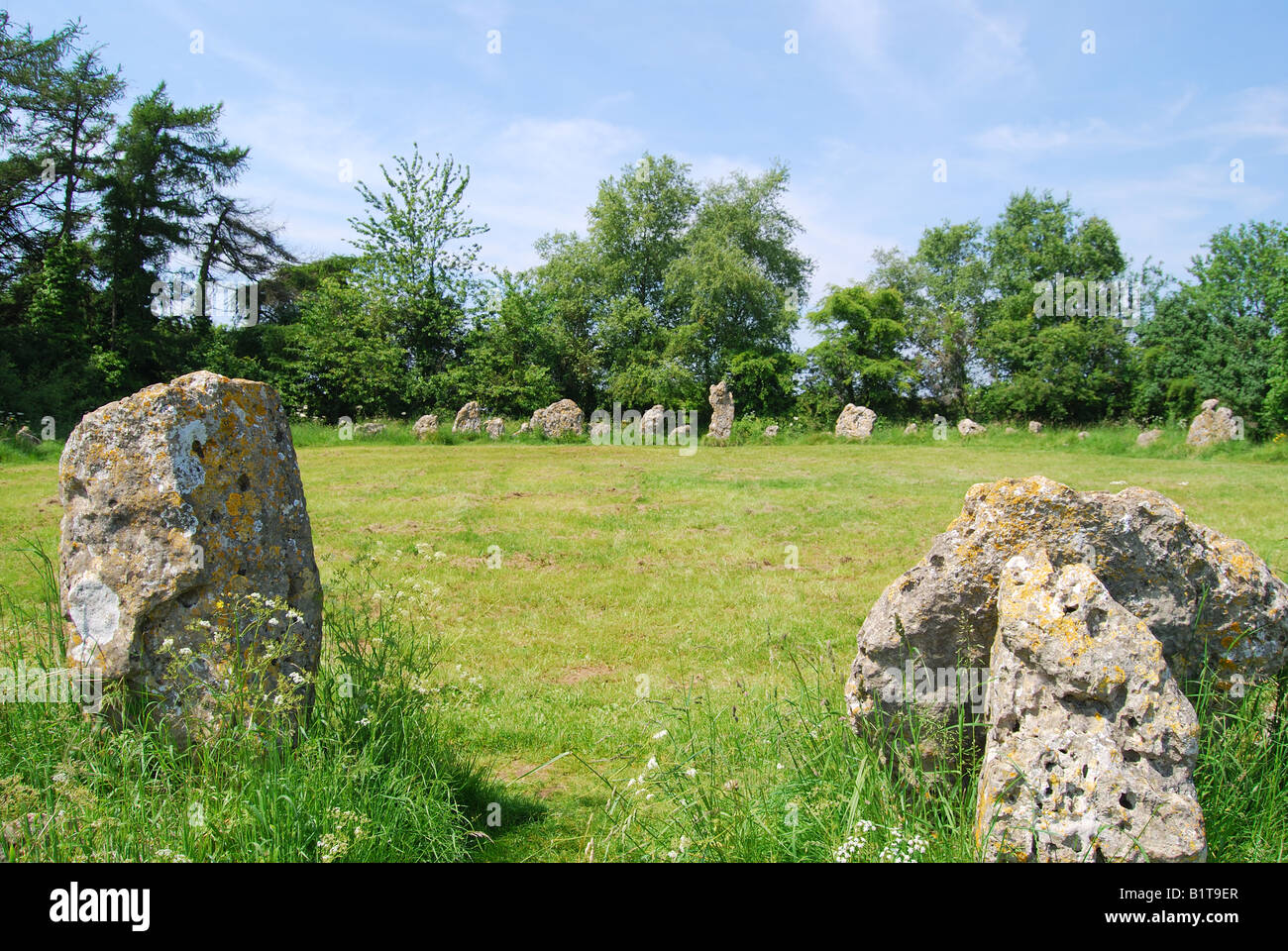 "The King's Men' Stone Circle (Der Rollright Stones), in der Nähe von Long Compton, Oxfordshire, England, Vereinigtes Königreich Stockfoto
