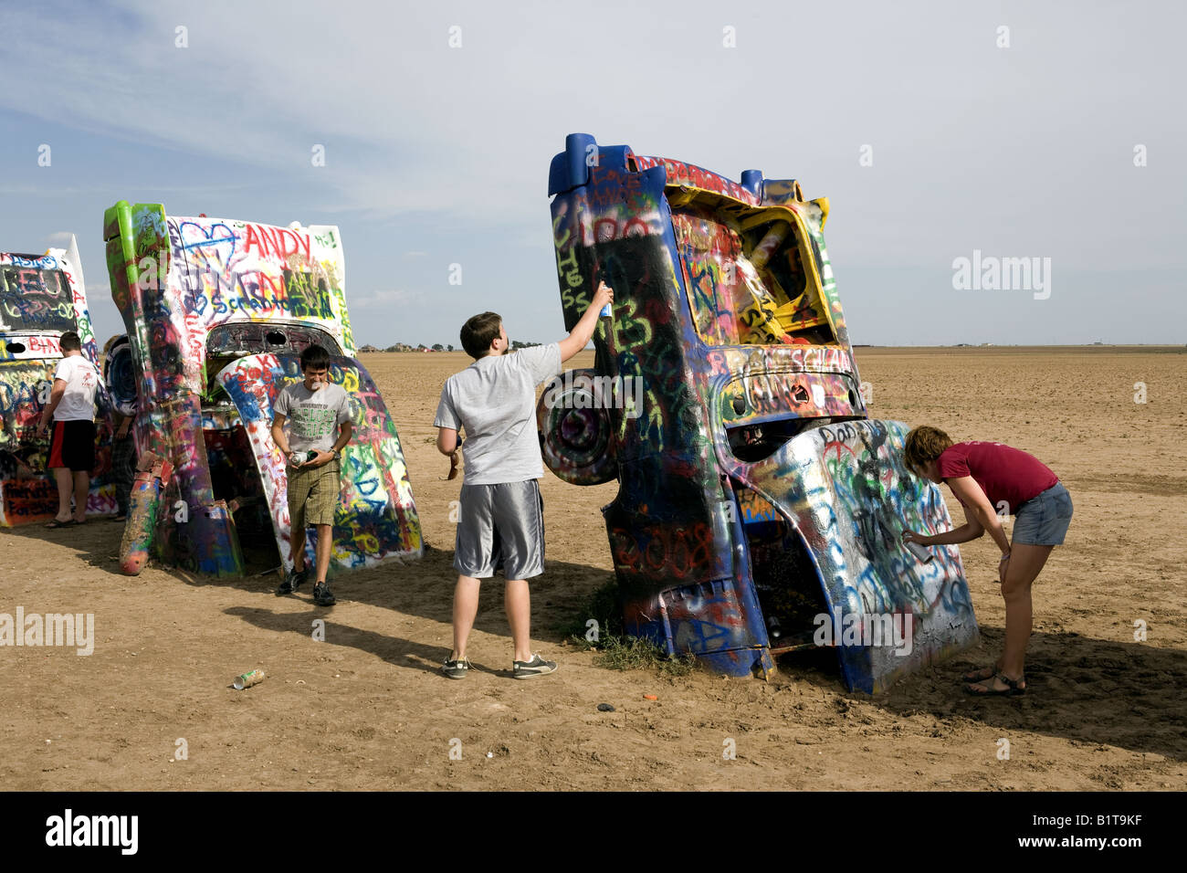 USA Amarillo Texas Cadillac Ranch eine Kunst im öffentlichen Raum-Installation und Skulptur entstand im Jahre 1974 Stockfoto