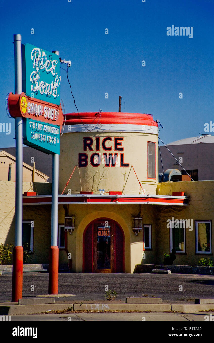 Eine altmodische amerikanische Chinarestaurant ist noch in der Stadt Merced California Central Valley Stockfoto