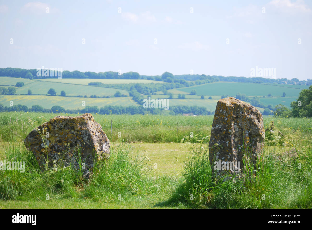 "The King's Men' Stone Circle (Der Rollright Stones), in der Nähe von Long Compton, Oxfordshire, England, Vereinigtes Königreich Stockfoto