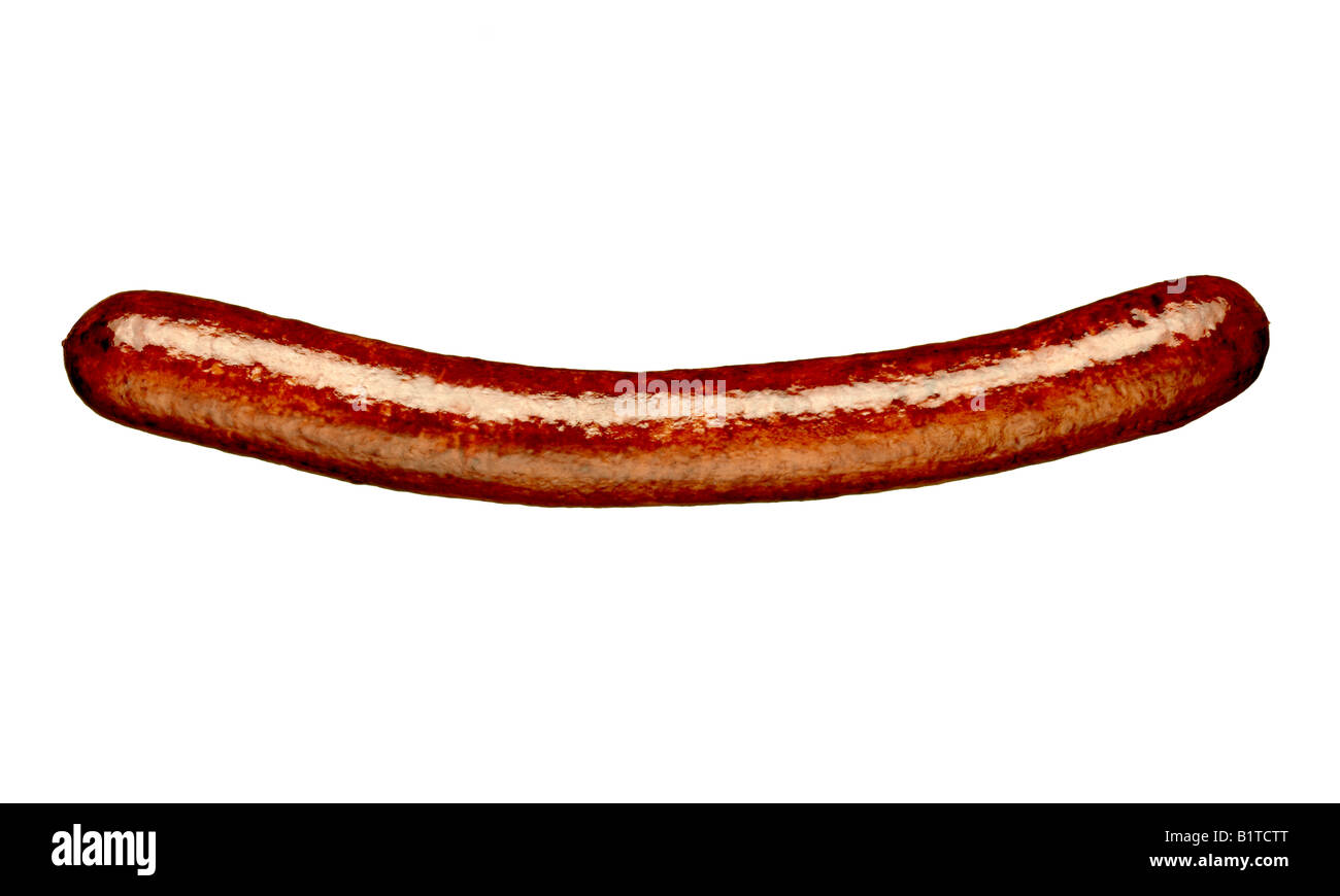 Extralange Schwein oder Rind Wurst Stockfoto