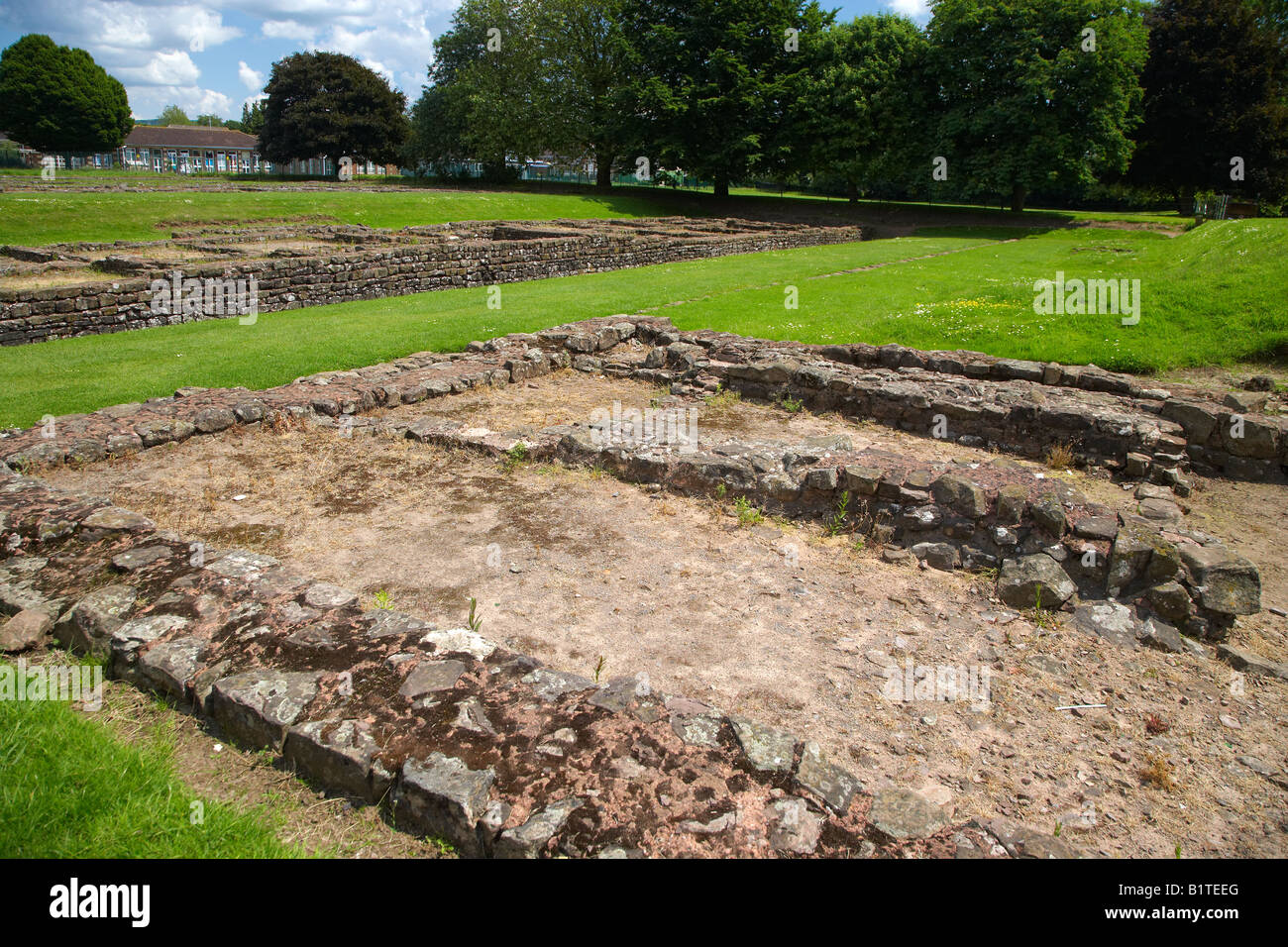 Ruinen der römischen Barracks in Caerleon, South Wales, UK Stockfoto