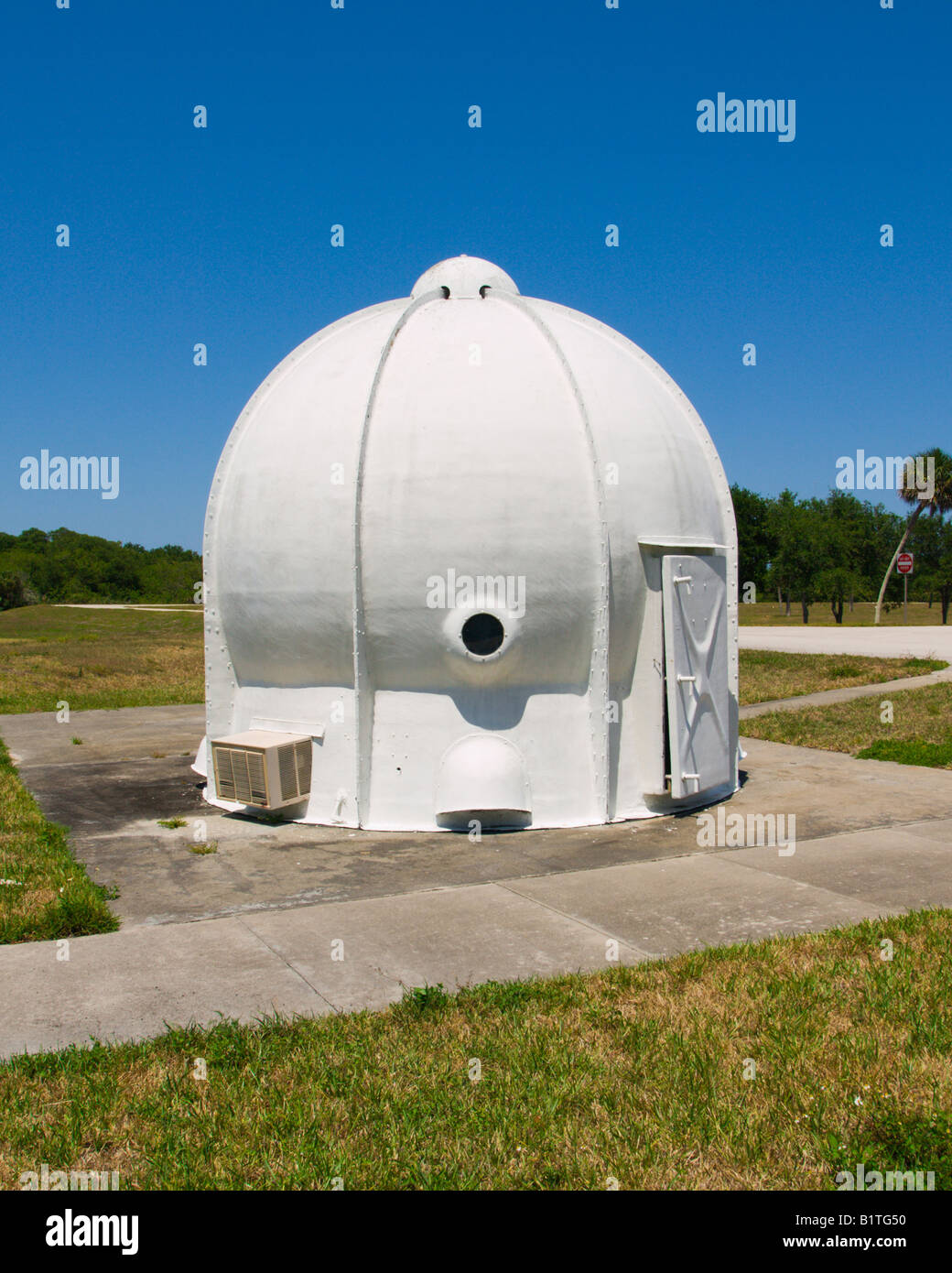 TRAGBARE BLAST UNTERSCHLUPF IN FRÜHEN BALLISTIC MISSILE LAUNCH TESTS ZUM SCHUTZ VON BODEN PERSONAL IN CAPE CANAVERAL, FLORIDA, USA Stockfoto