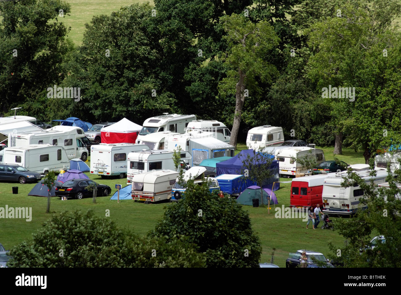 Camping und Caravaning in den Cotswolds England UK Stockfoto