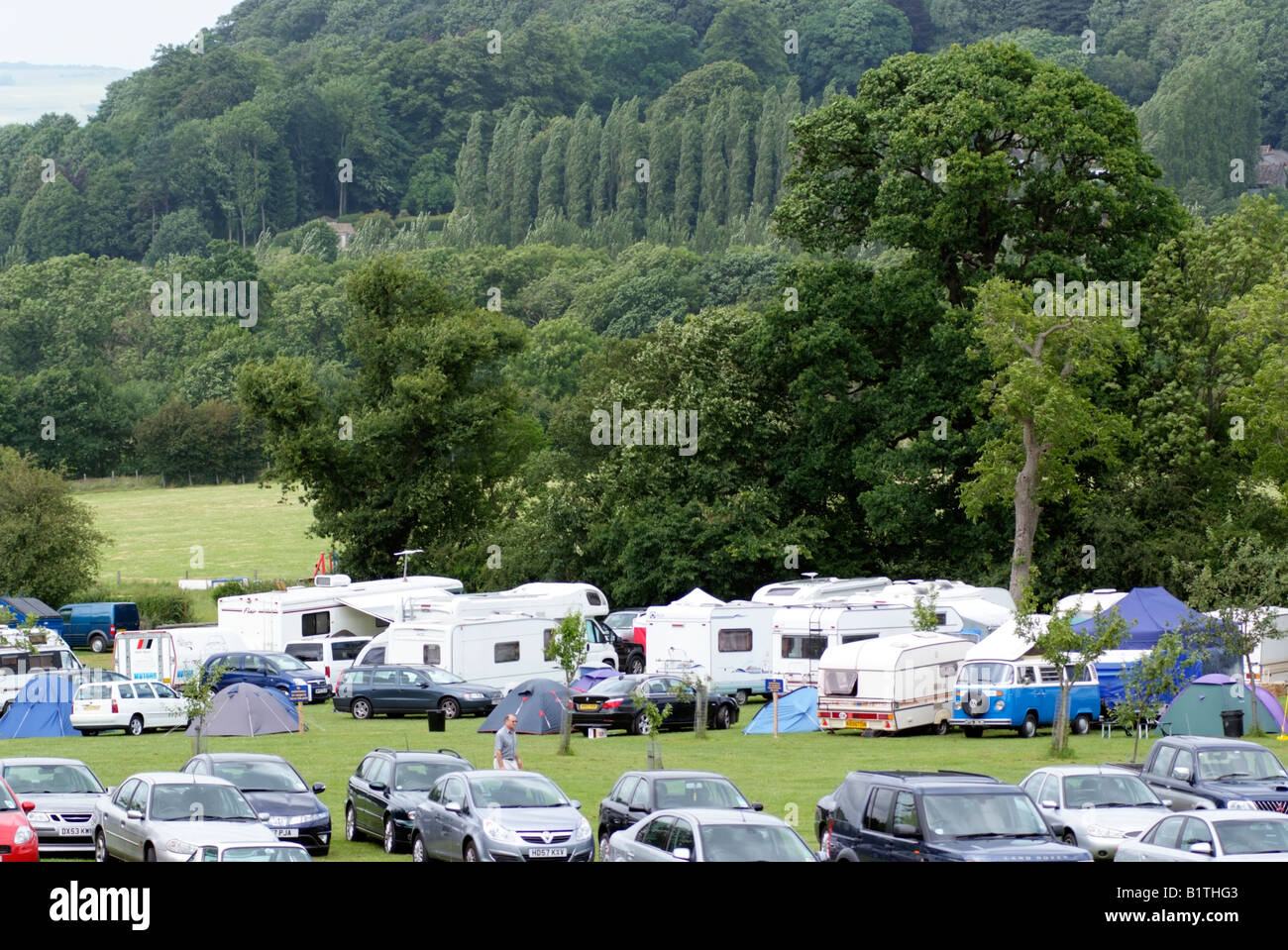 Camping und Caravaning in den Cotswolds England UK Stockfoto