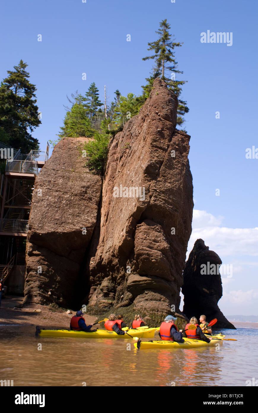 Kajakfahrer bei Hopewell Rocks New Brunswick Stockfoto