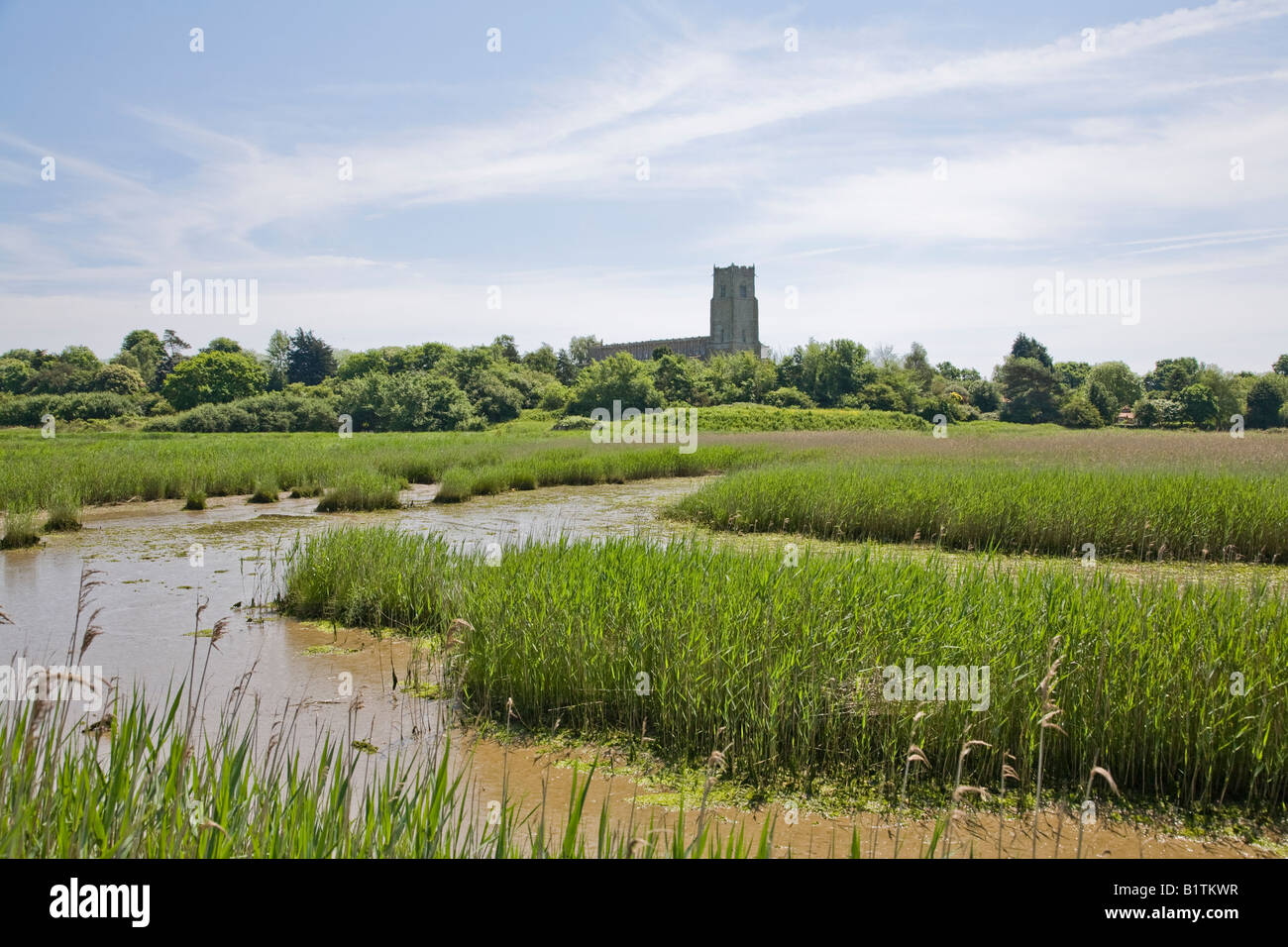 Fluß Blyth und Blythborough Kirche Suffolk Stockfoto