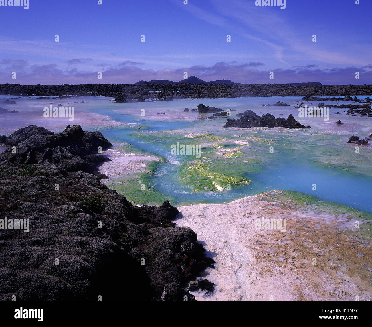 Erdwärmefeldes in der Nähe von Svartsengi Kraftwerk, Island Stockfoto