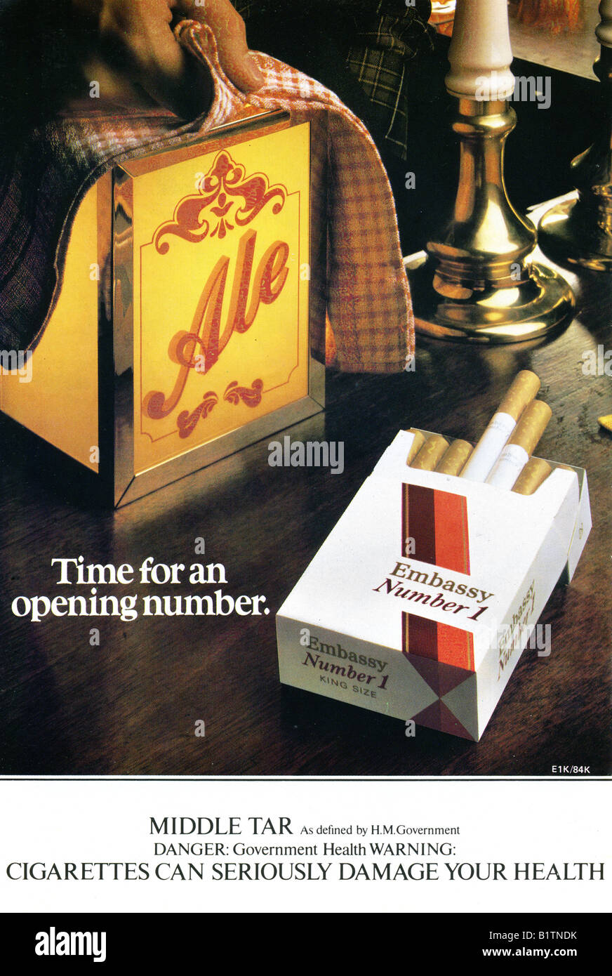 Zigaretten für redaktionelle Nutzung 1983 Werbung für Botschaft Nr. 1 nur Stockfoto