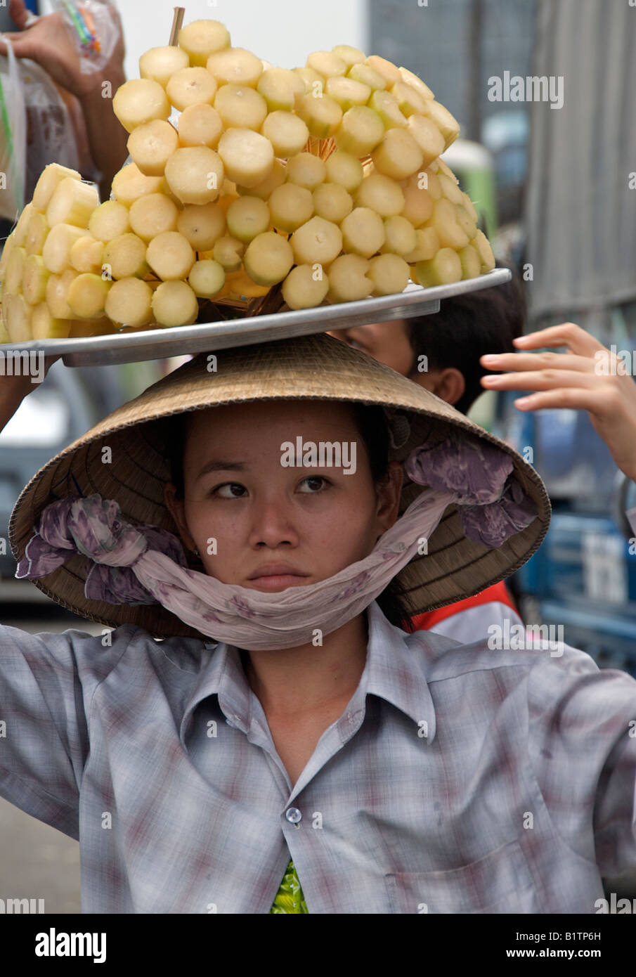 Zuckerrohr-Verkäufer Vinh Long Mekong Delta Vietnam Stockfoto