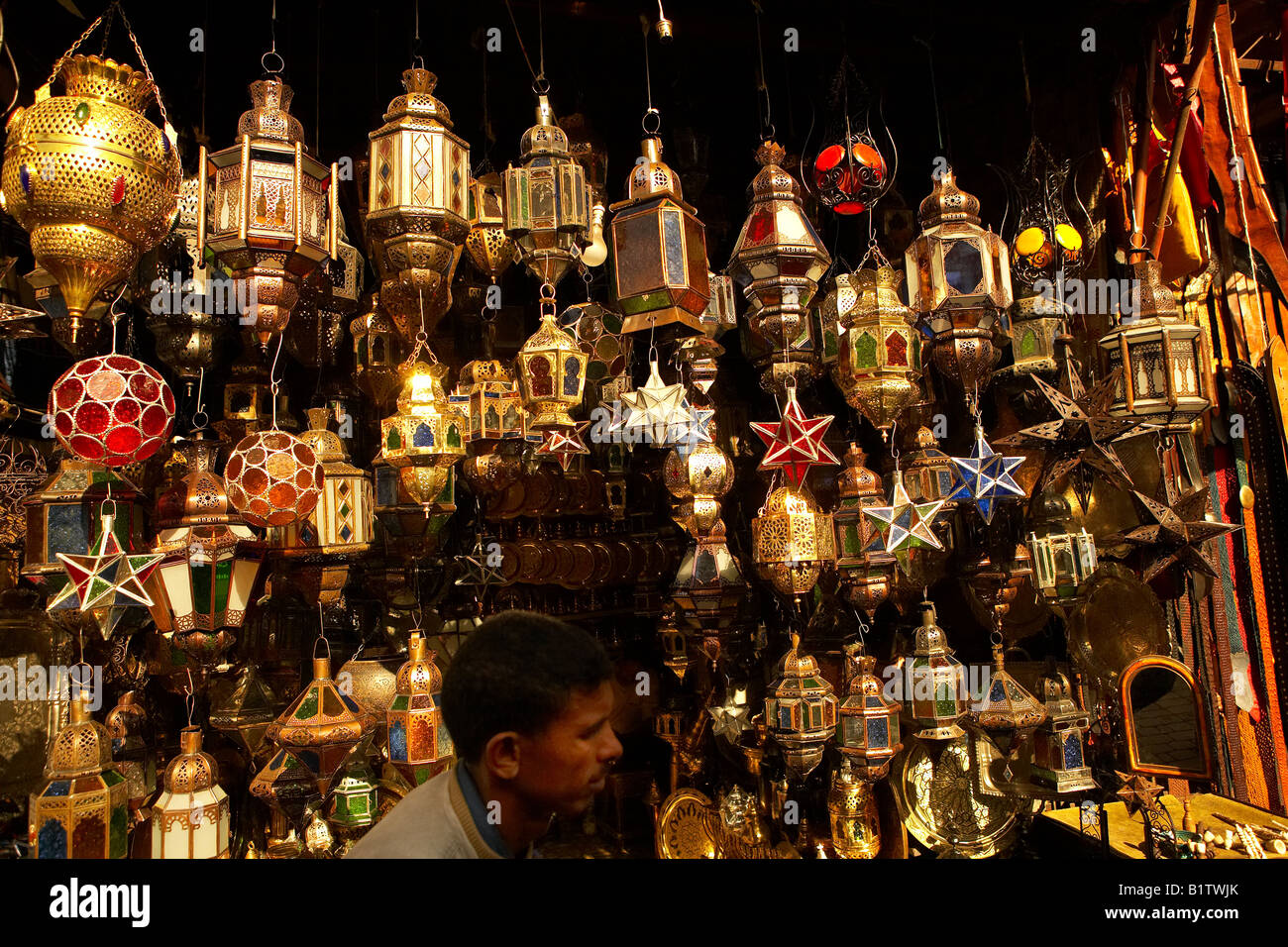 Laternen, Jemaa el Fna Markt, Marrakesch, Marokko Stockfoto