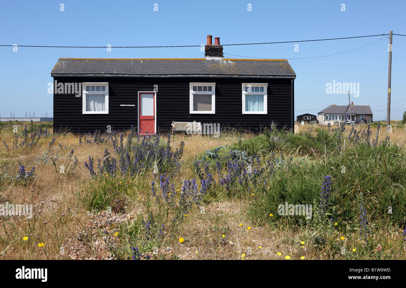 Filmklappe Stil Wohnung an Dungeness, Kent. Stockfoto