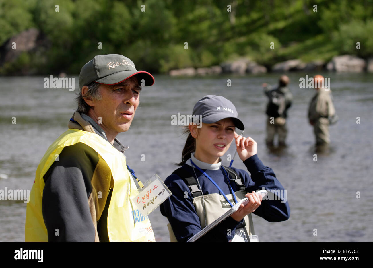 Erste Murmansk öffnen Fliegenfischen Schale am 28. 29. Juni Jahr 2008 Songui Fluss Kola Halbinsel Kola russischen Arktis Stockfoto