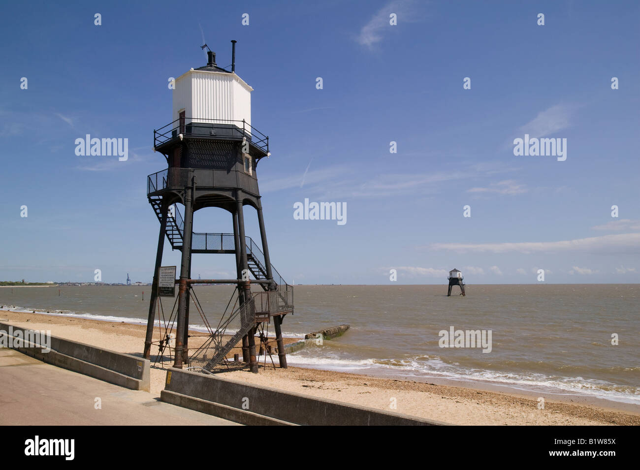 paar der Leuchttürme für die Navigation in dovercourt Stockfoto