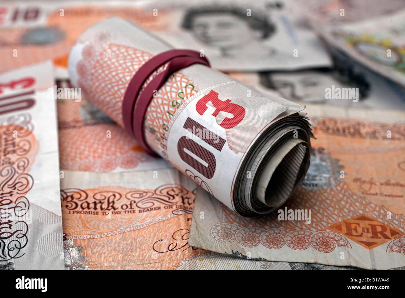 Zehn Pfund-Noten Stockfoto