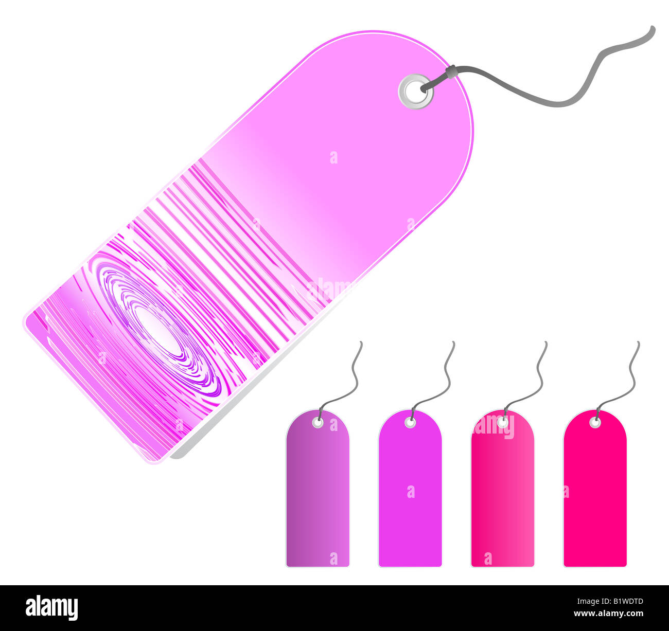 Vektor-Illustration eines abstrakten Einzelhandel Tags mit Leine und weitere bunte Stichwörter Set 2 Stockfoto