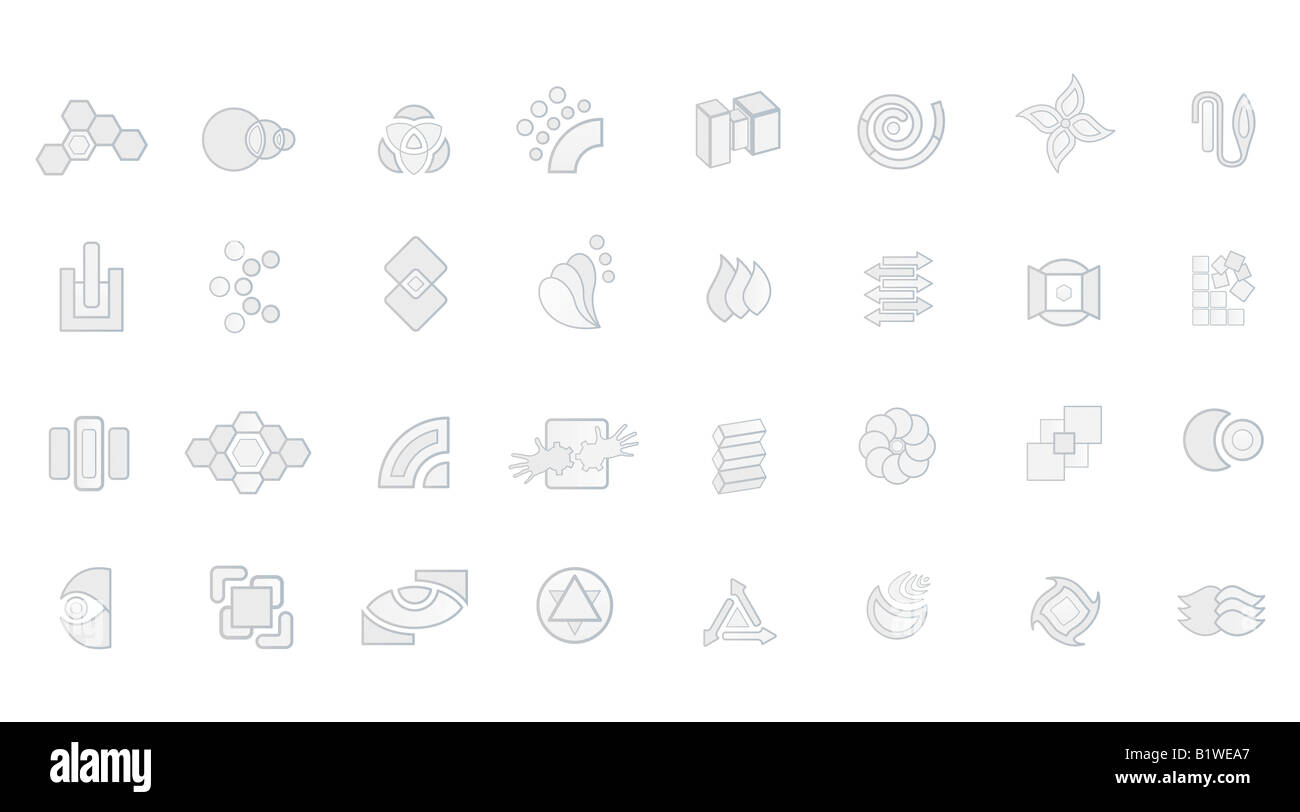 Vektor-Illustration von 32 moderne Logo-Designs in grau weiß und schwarz Stockfoto