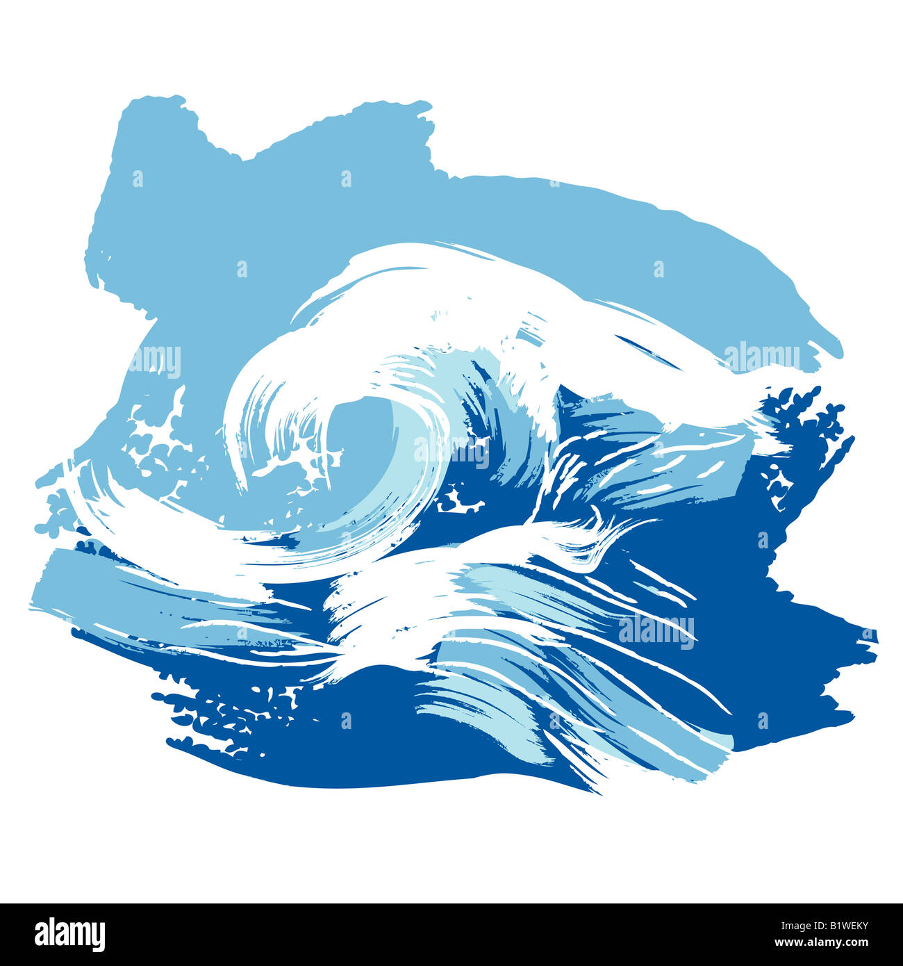 Vektor-Illustration eines stilisierten gebürstet Ozeanwelle plantschen Gestaltungselement Stockfoto