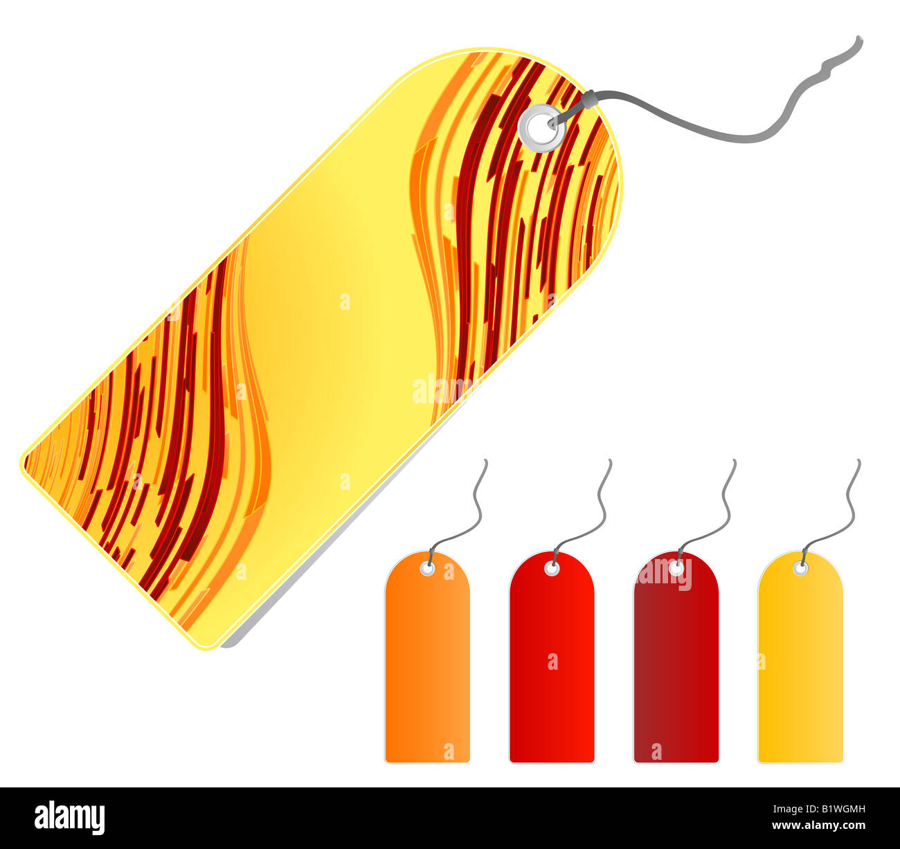 Vektor-Illustration eines abstrakten Einzelhandel Tags mit Leine und weitere bunte Stichwörter Set 3 Stockfoto