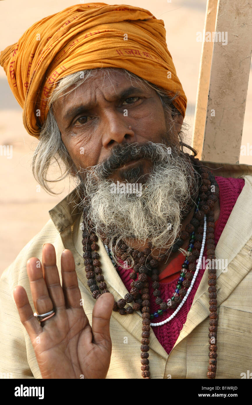 Porträt von Sadhu, Varanasi, Indien Stockfoto