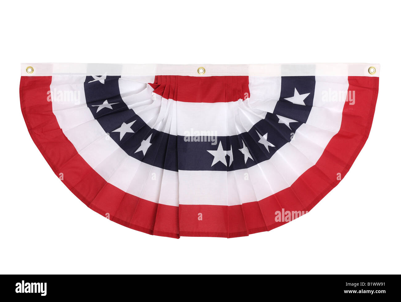 Eine US-Flagge farbige Girlande Dekoration als beliebt in wichtigen uns Feiertagen isoliert auf weiss Stockfoto