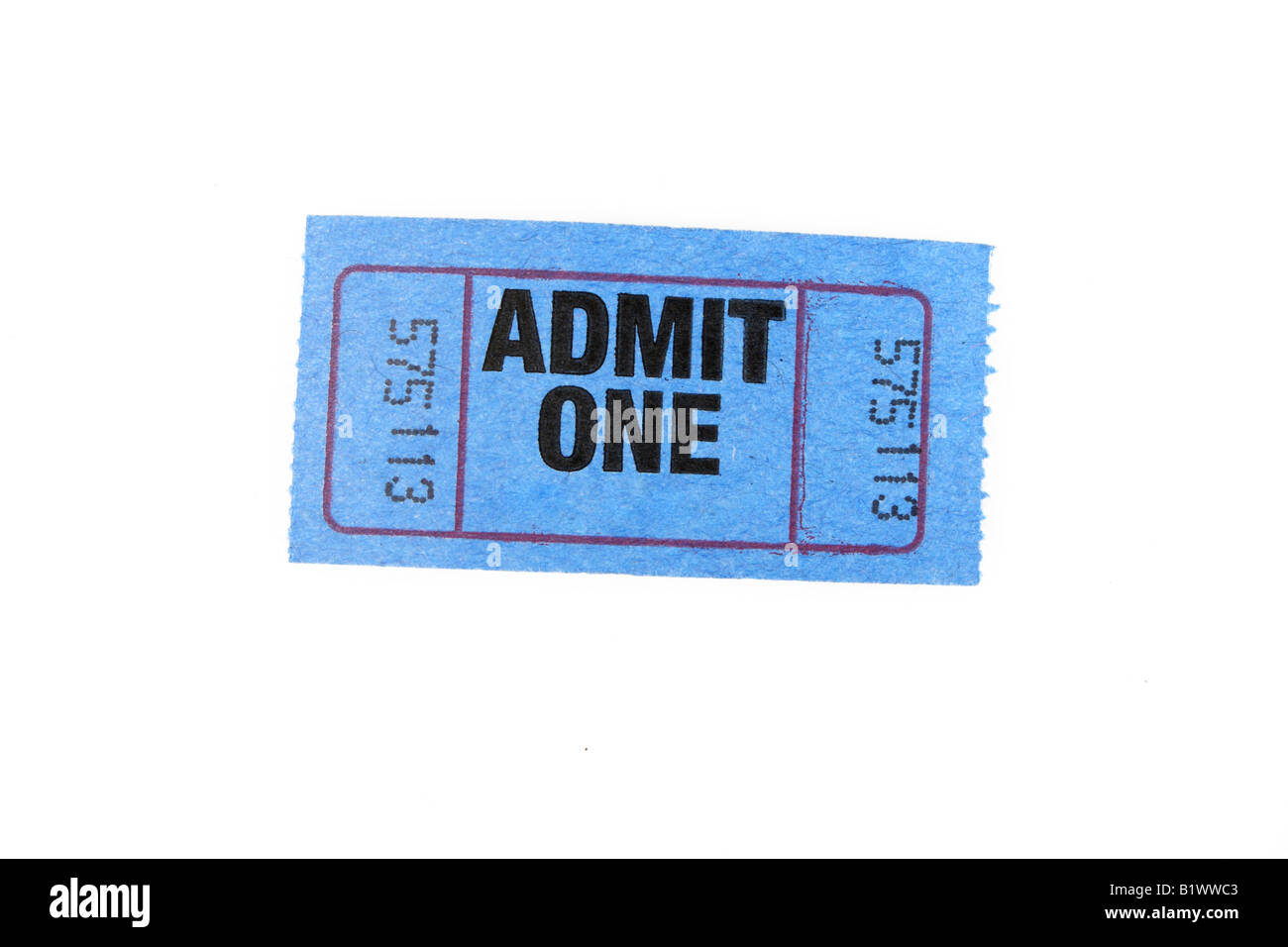 Eine blaue Eintrittskarte für eine person Stockfoto