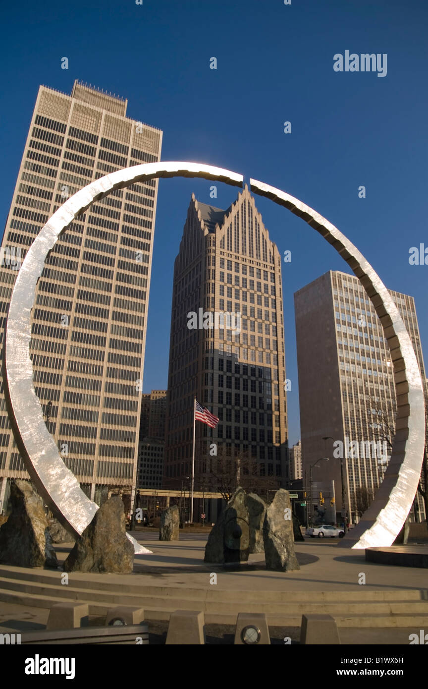 Denkmal - Detroit Stockfoto