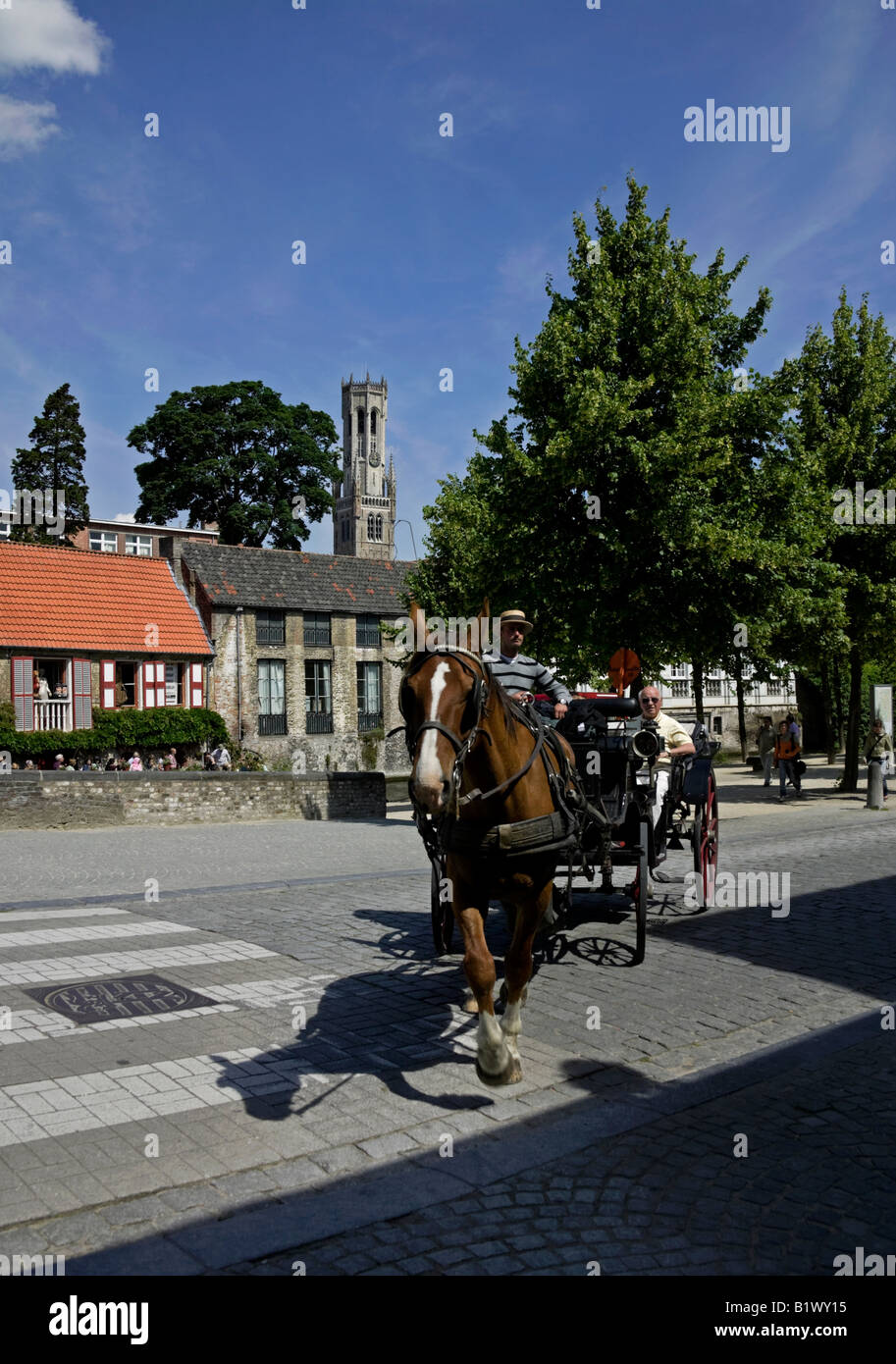 Stadtrundfahrt mit Kutsche, Brügge, Flandern, Belgien, Europa Stockfoto