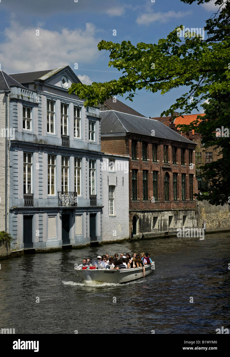 Sightseeing auf Kanal Brügge, Belgien, Flandern, Europa, Stockfoto