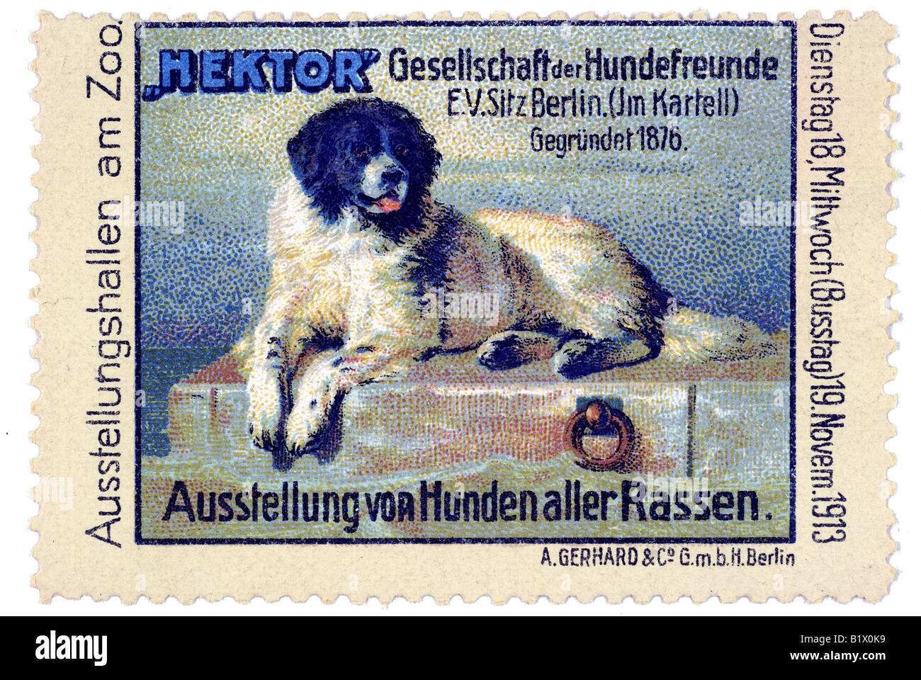 Hektor Gesellschaft der Hundefreunde E. V. Sitz Berlin, Gegründet 1876, Ausstellung von Hunden Aller Rassen / Liegender Hund Stockfoto
