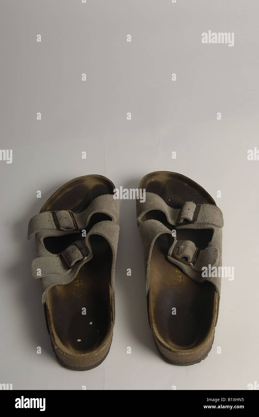 Abgenutzte Birkenstock-Sandalen Stockfoto