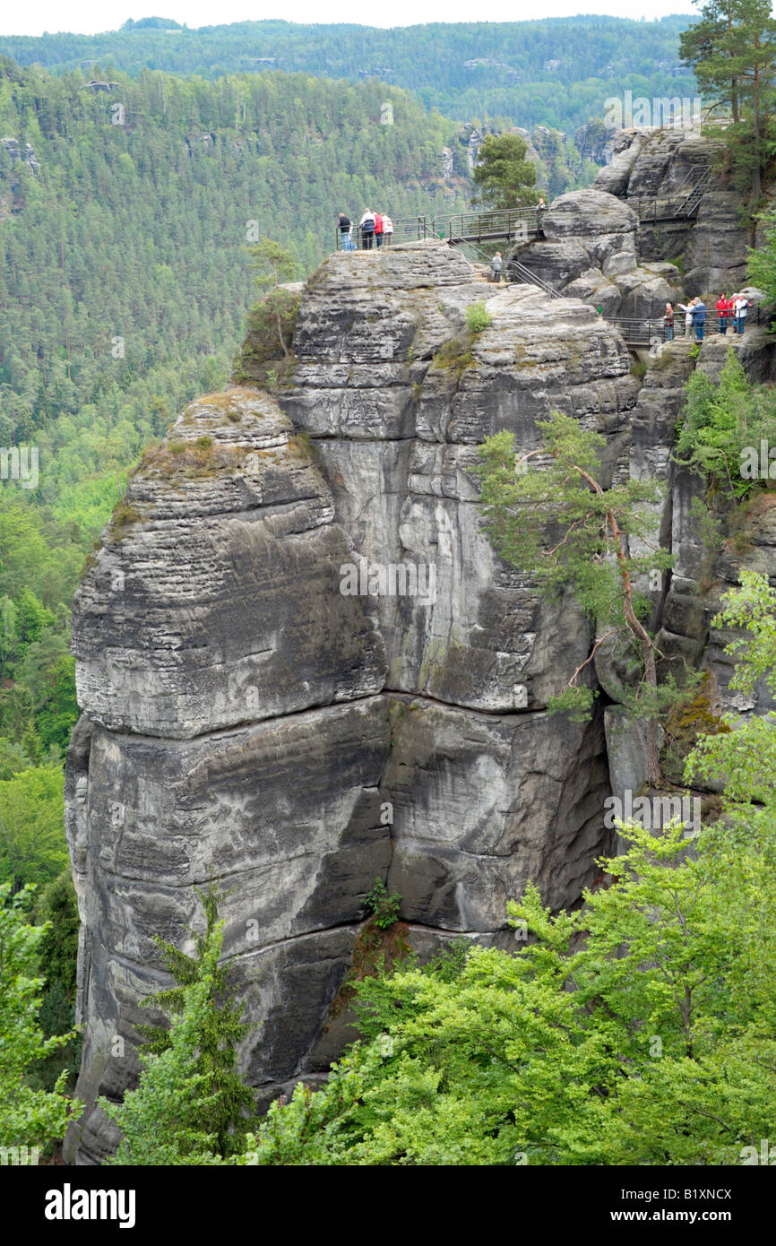 Felsenwaechter (Fels Wächter) in der Nähe von Rathen in der sächsischen Schweiz Stockfoto