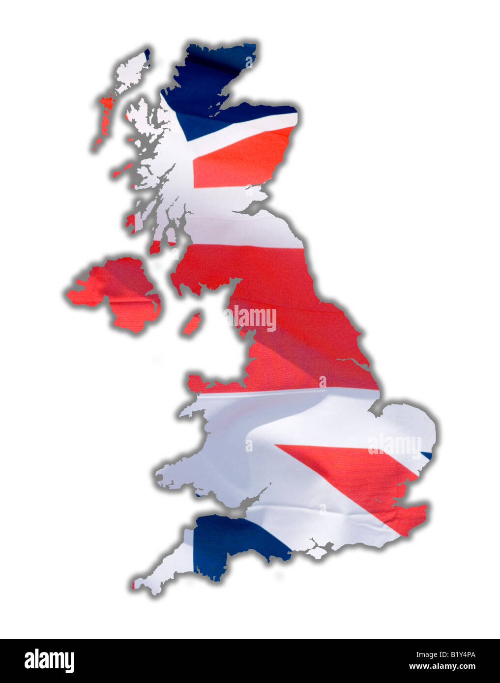 Gliederung von UK U K Vereinigtes Königreich Großbritannien Ausschnitt ausfallende Karte Stockfoto