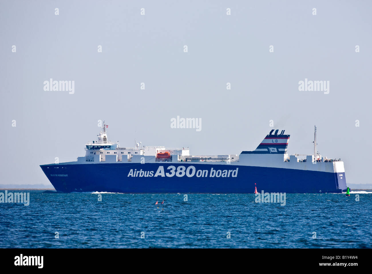 Schiff Transport des Airbus A380 Verkehrsflugzeugs Stockfoto