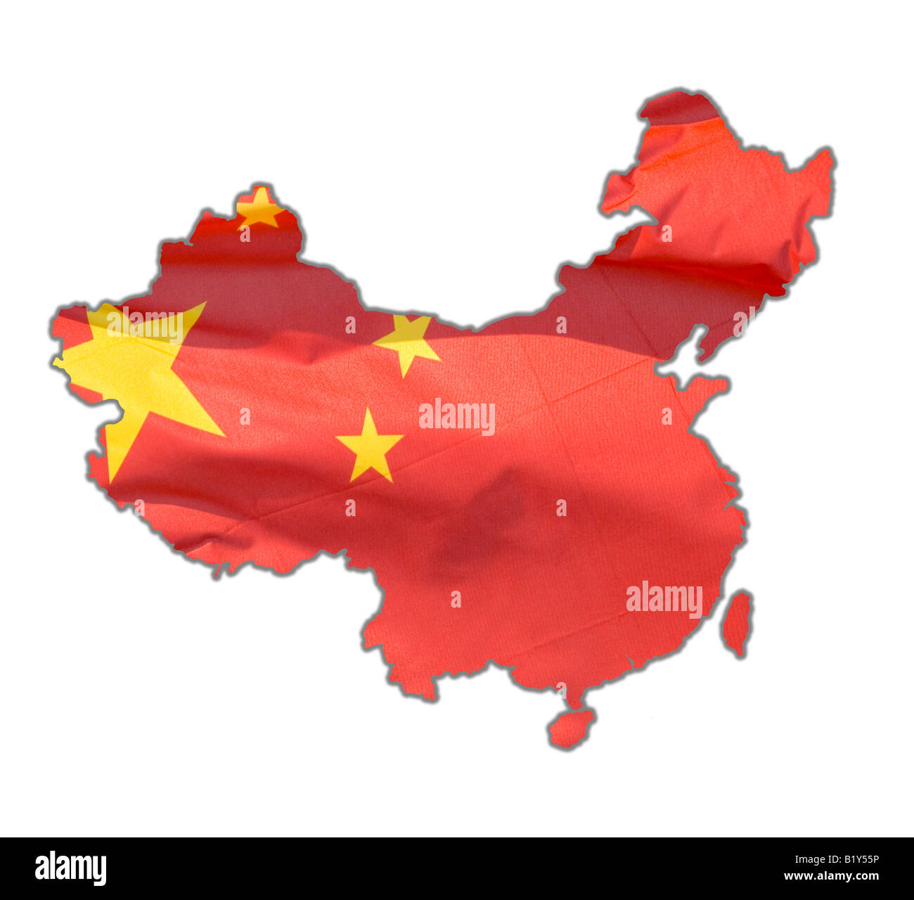 Karte Outline of China Ausschnitt ausfallende Stockfoto