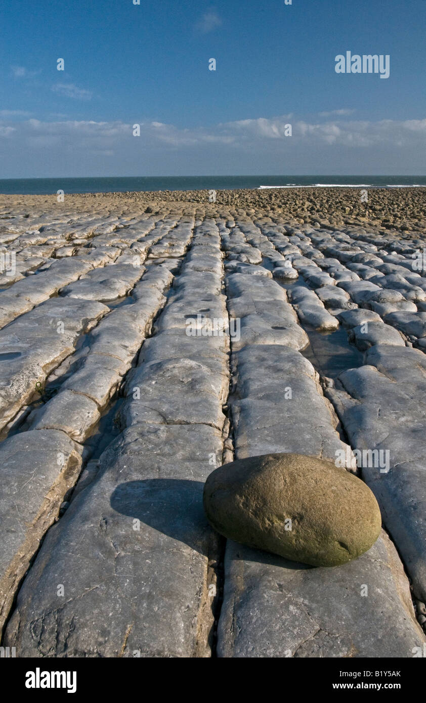 Kalkstein-Strand von Llantwit Major Glamorgan Küste Stockfoto