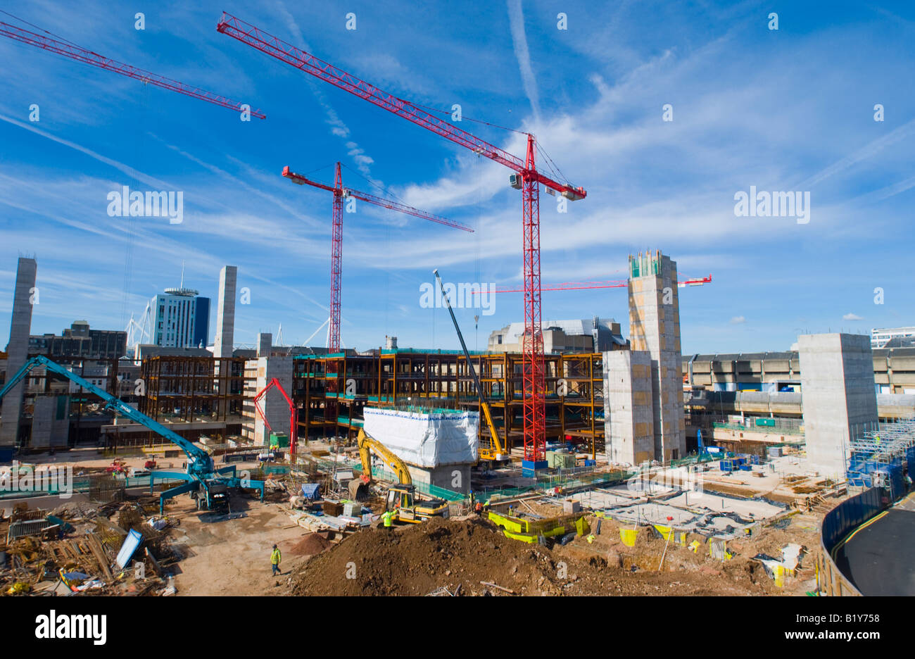 Die Bauarbeiten im Gange an der St Davids 2 Sanierungsprojekt im Stadtzentrum von Cardiff South Wales UK EU Stockfoto