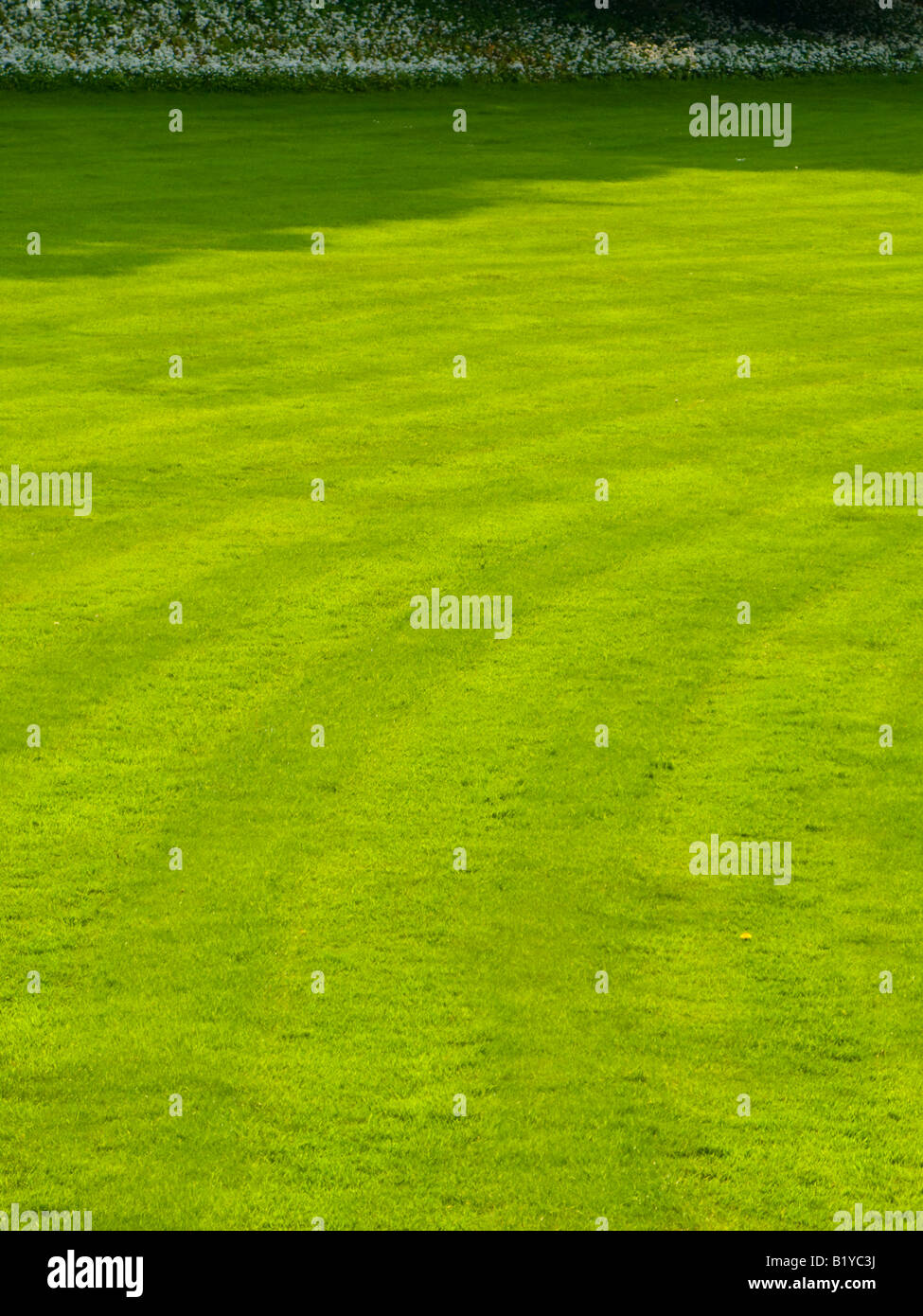 Liegewiese mit Linien in den Rasen mähen Stockfoto