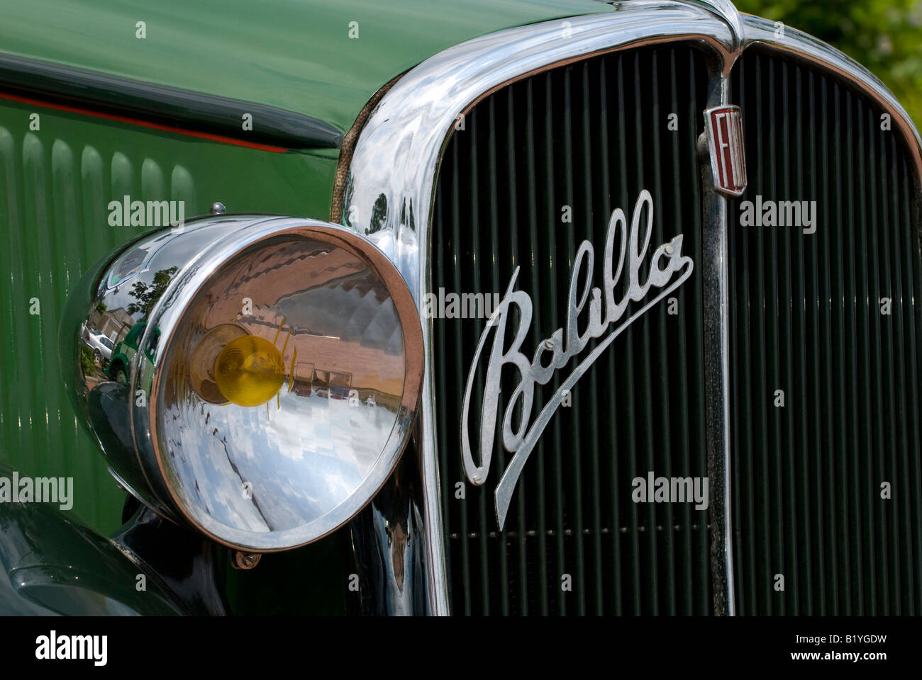 Klassische Fiat 508 Balilla (1934-1937) Automobil Kühlergrill - Auto-Rallye, Frankreich. Stockfoto