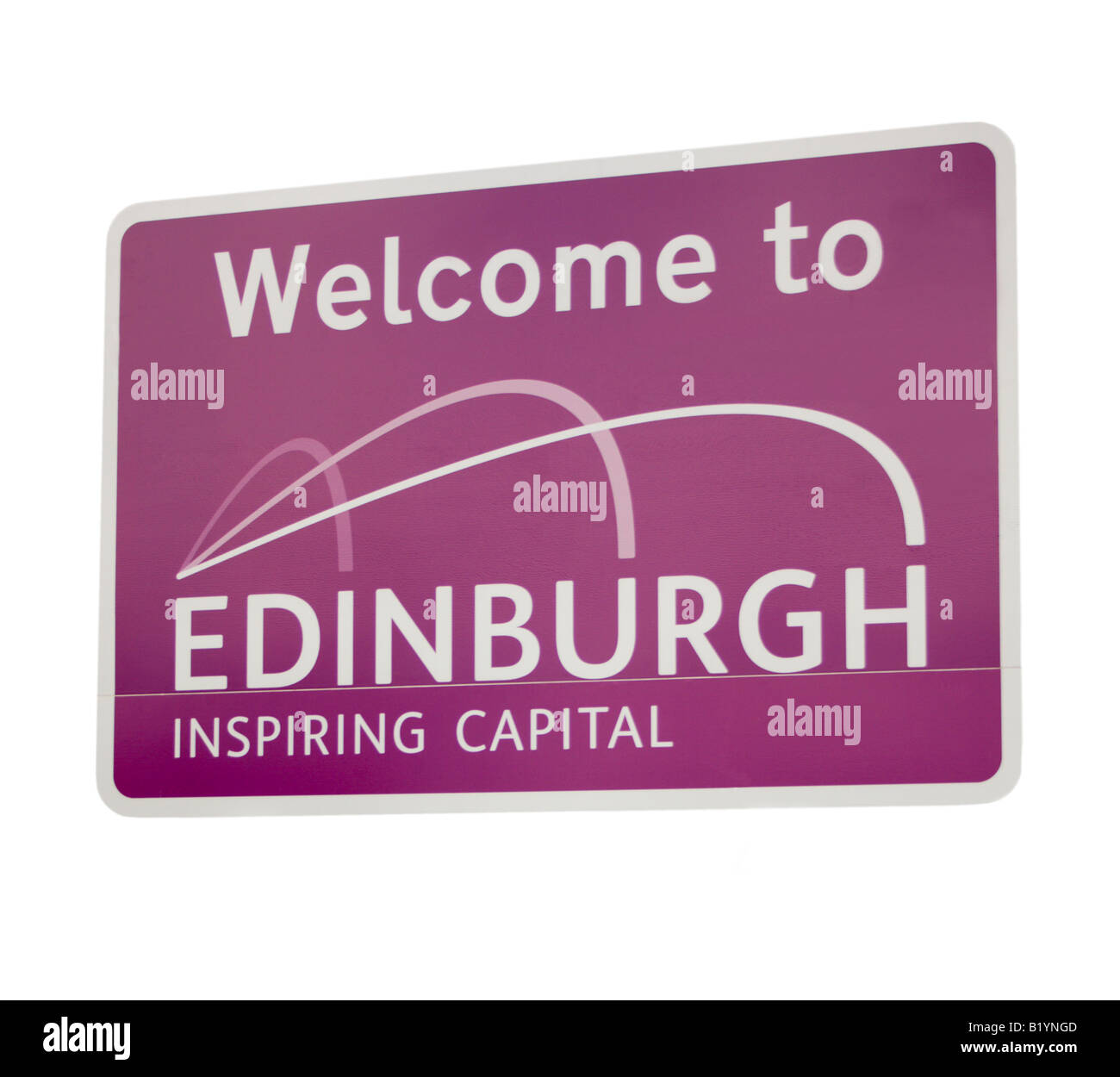 Willkommen in Edinburgh, inspirierende Hauptstadt - Straßenschild in Schottland, Großbritannien Stockfoto