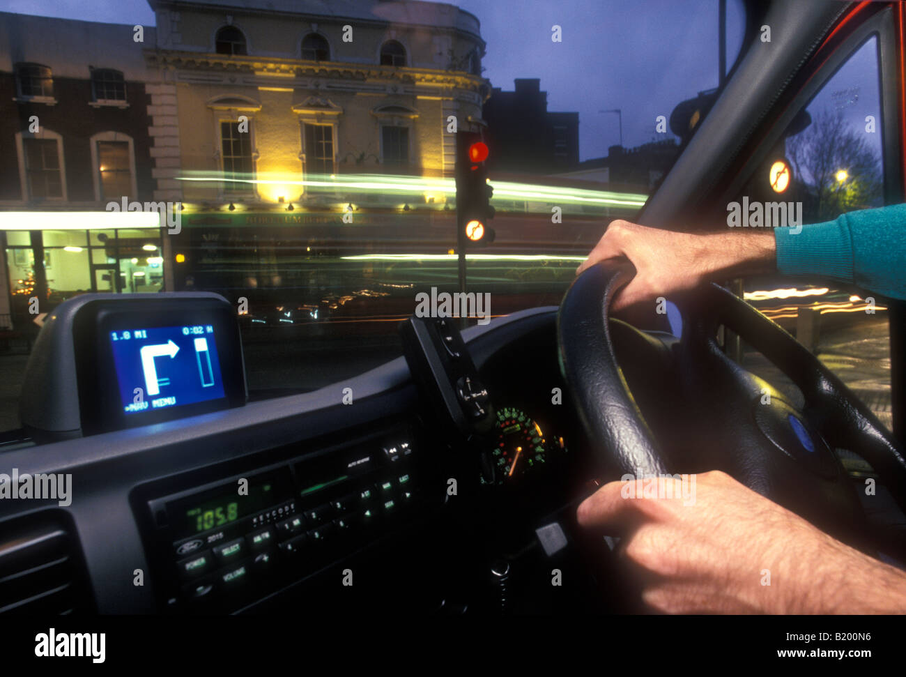Autofahren in London mit Navi Stockfoto