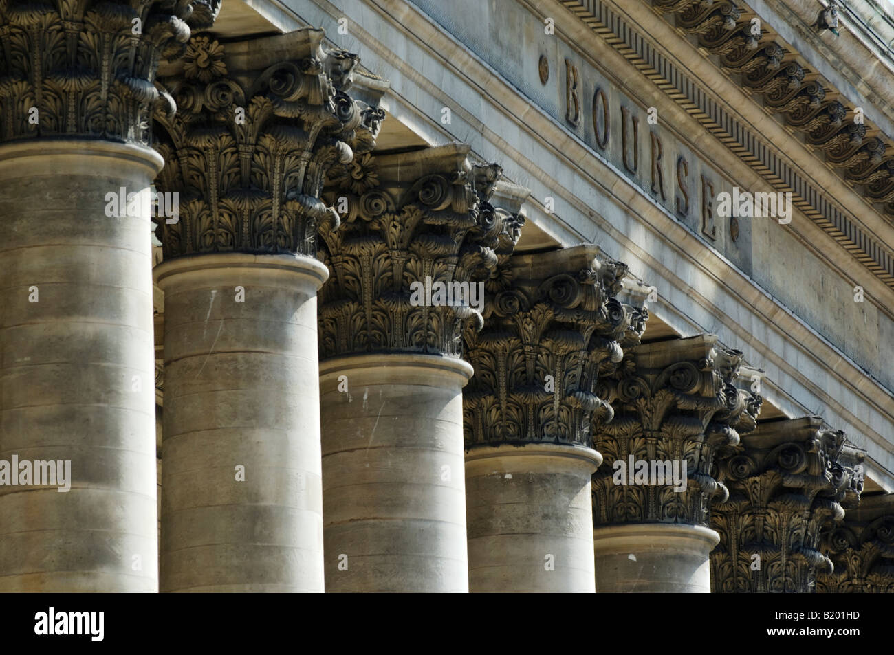Spalten von der Börse in Paris, Frankreich. Stockfoto