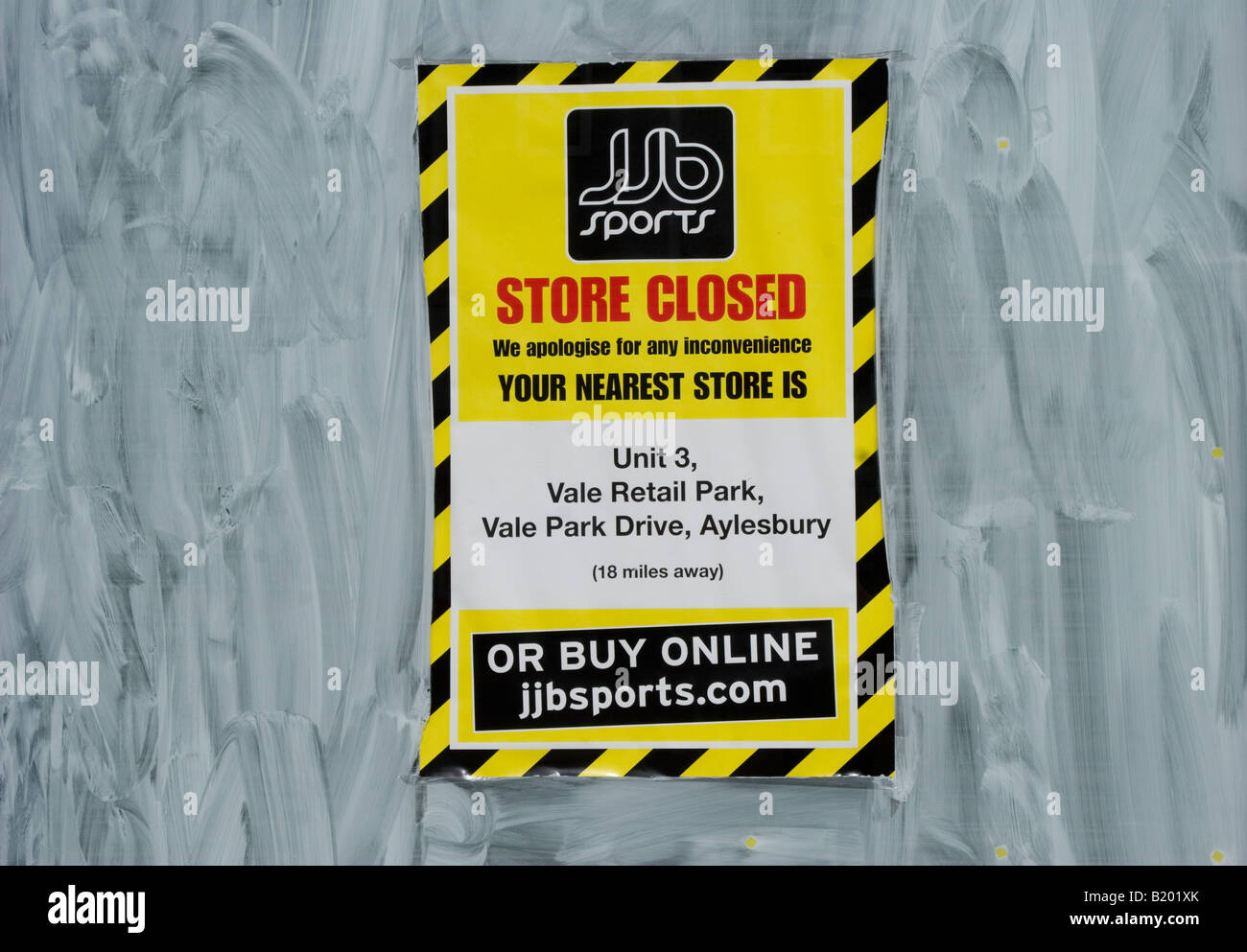 Laden geschlossen Schild JJB Sports Shop Hemel Hempstead Hertfordshire Stockfoto