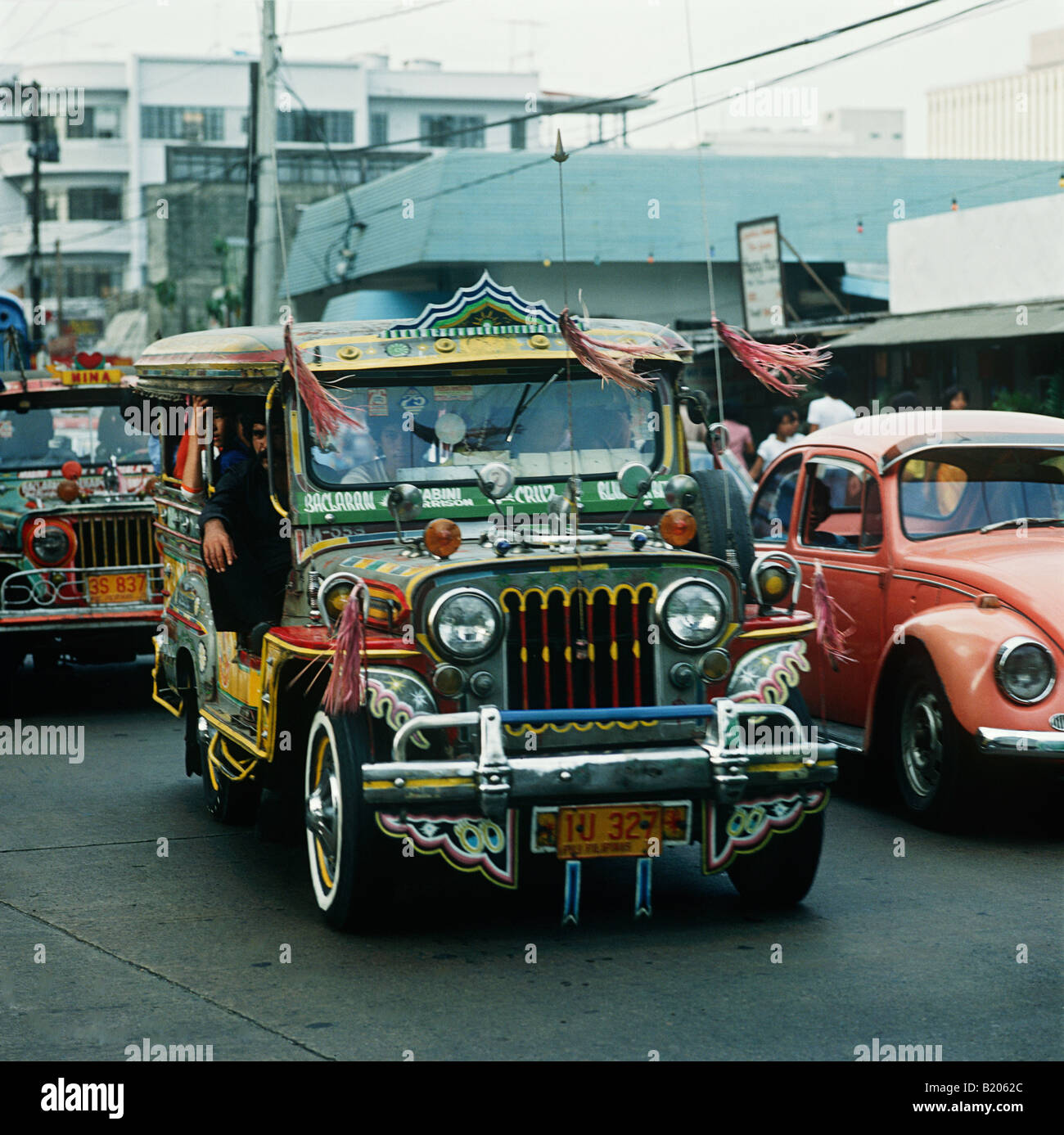 Die Philippines.Jeepneys sind das Standardformular Beförderungsmittels während der Philippines.They wurden ursprünglich übrig gebliebenen US-Militär Stockfoto