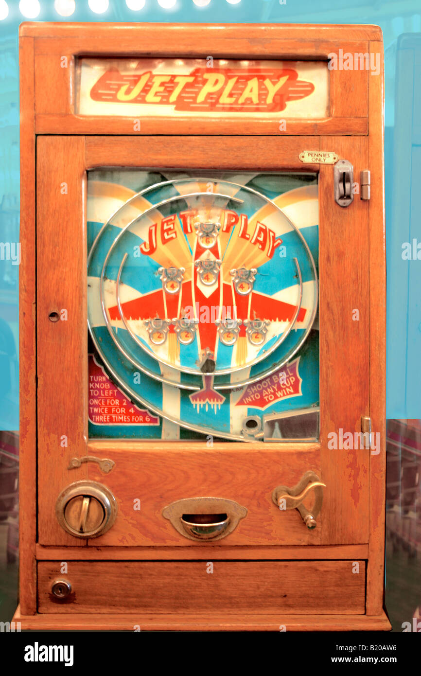 Jet spielen Penny-Slot-Maschine der 1950er Jahre Stockfoto