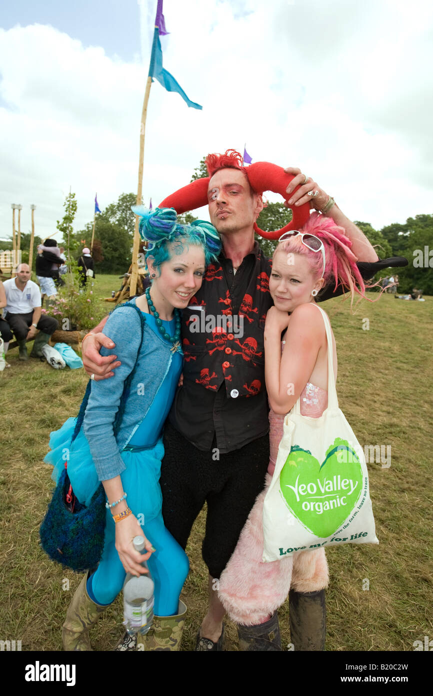 Fancy Dress Börsenspekulanten auf dem Glastonbury Festival 2008 Stockfoto