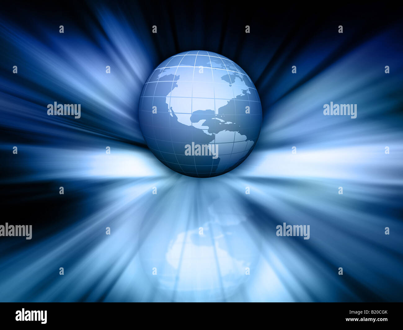 3D Rendern eines Globus vor einem abstrakten Hintergrund Stockfoto