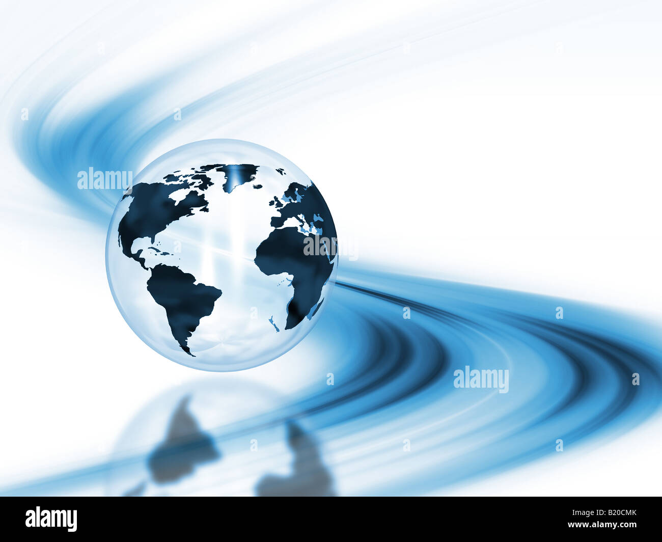 3D Rendern eines Globus vor einem abstrakten Hintergrund Stockfoto