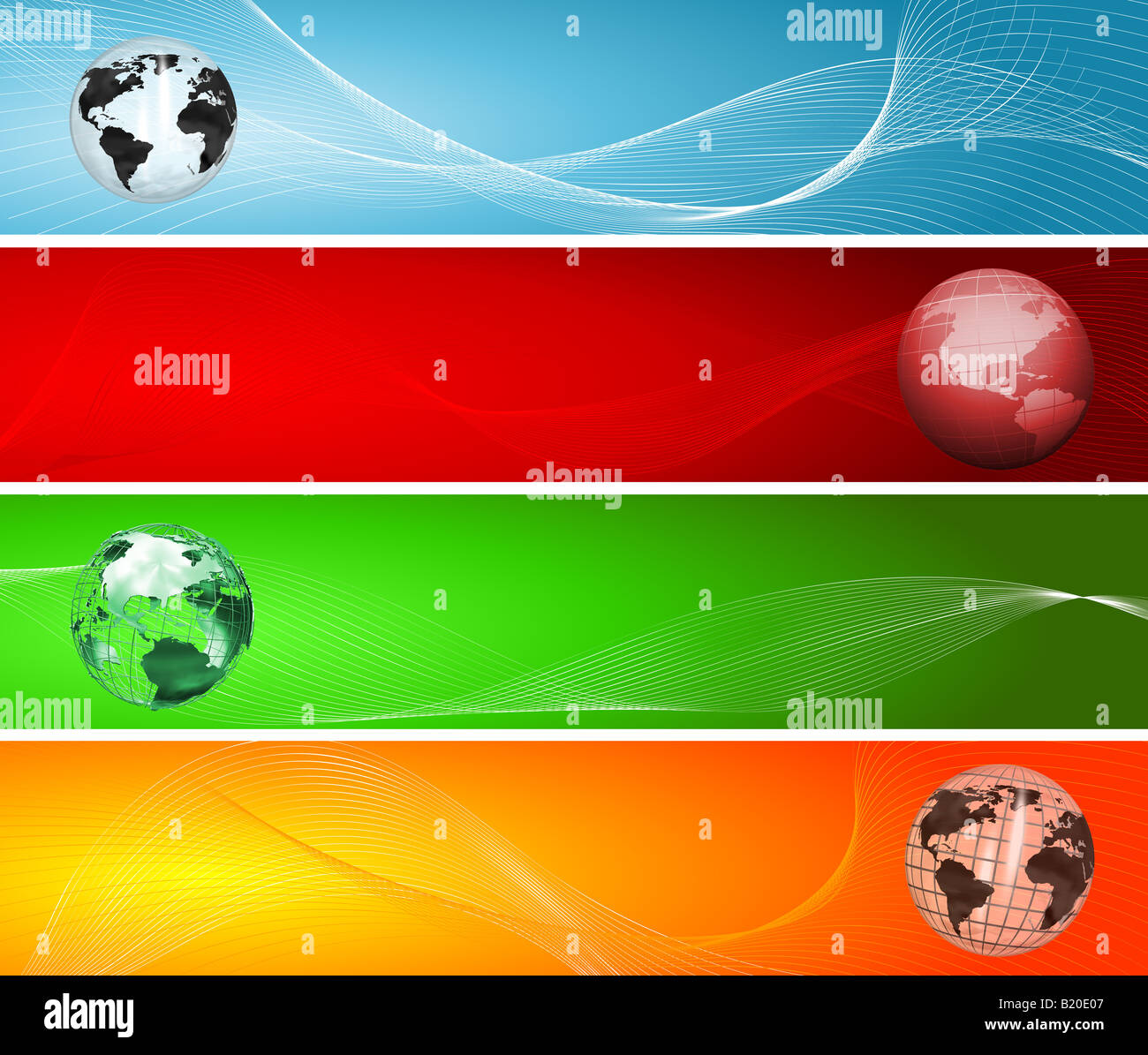 Verschiedene Arten von Globen auf abstrakt Stockfoto